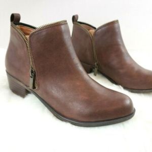 Brown Zipper Ankle Boots